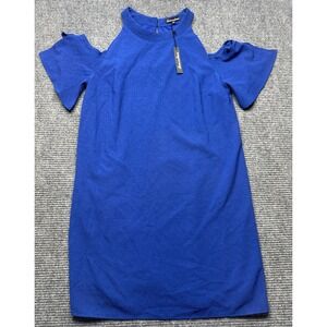 Alison Andrews Dress Women L Royal Blue Cold Shoulder Smocked Neck 1M7303